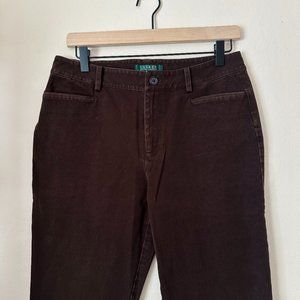 Lauren Ralph Lauren Adelle Pant Straight Leg Preppy Trousers 8 Chocolate Brown